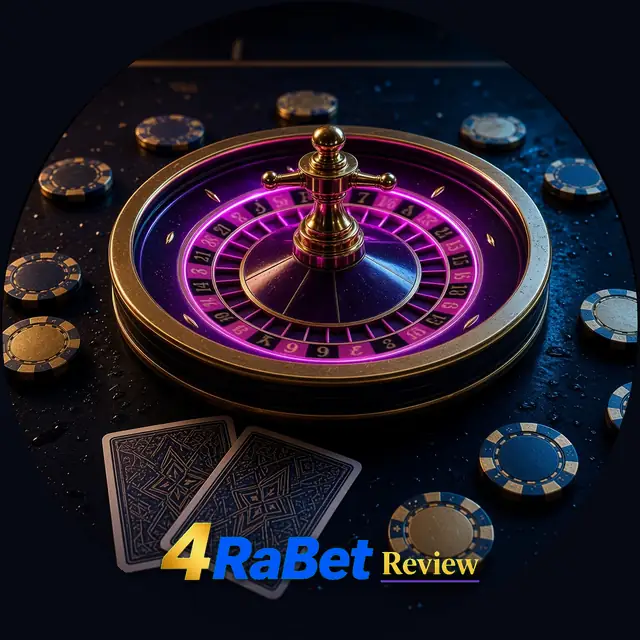 4RaBet India casino reviews: a roulette wheel with chips and cards